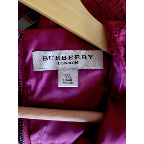 Burberry Fit & Flare Lace Tea Dress Red Size US 6 - Picture 7 of 10